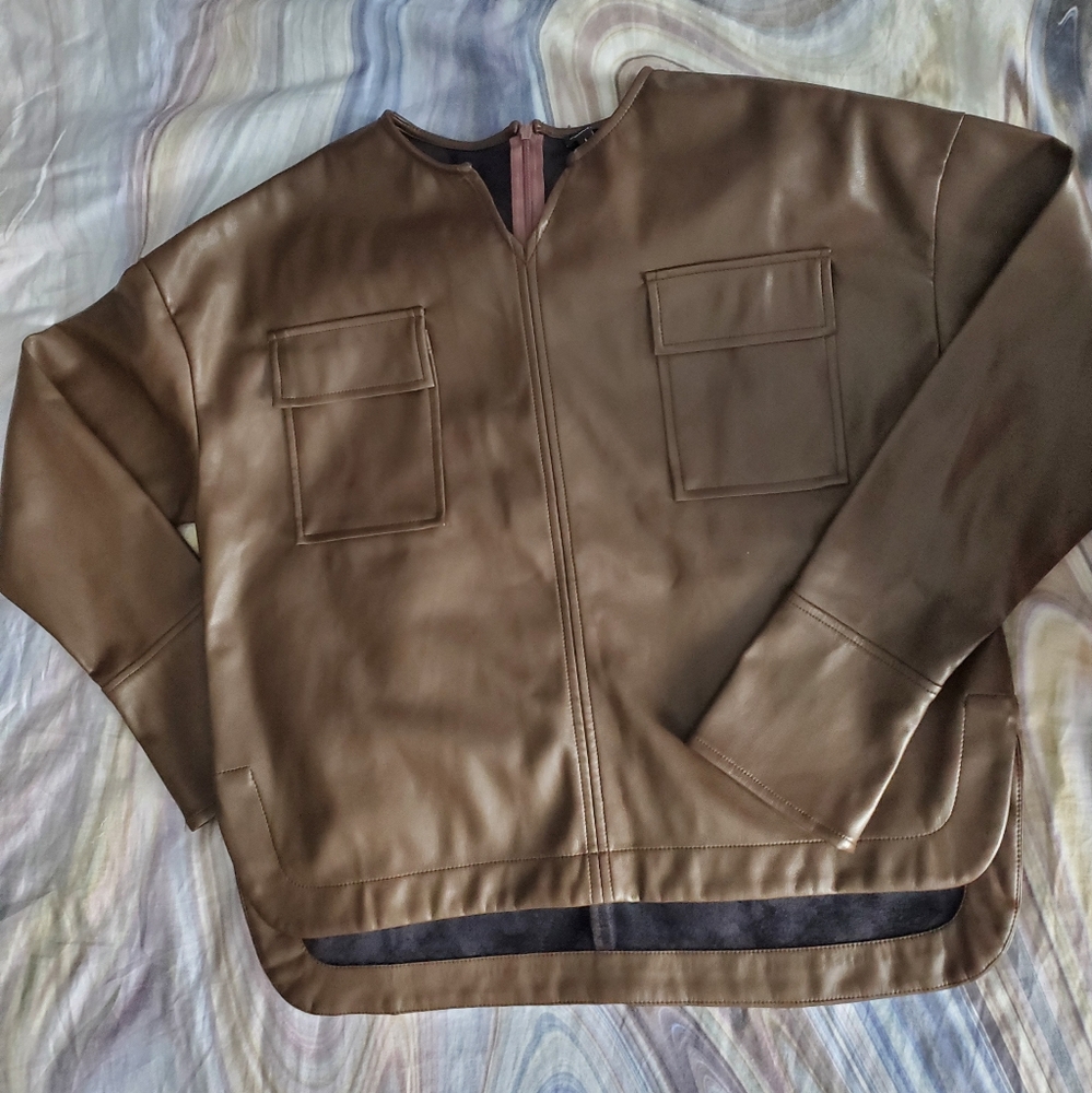 Concept Brown Faux Leather Top